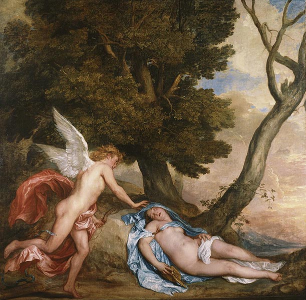 希臘神話-邱比特與賽姬-昏睡的賽姬
